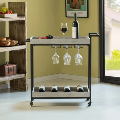Vintiquewise Metal Wine Bar Serving Cart With Rolling Wheels, Wine Rack, And Glass Holder 5 Vintiquewise Metal Wine Bar Serving Cart With Rolling Wheels, Wine Rack, And Glass Holder - Image 5