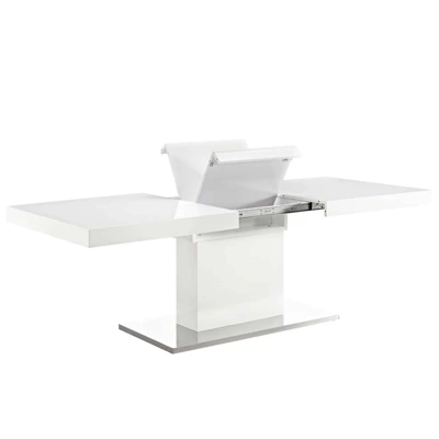 Vector Extendable Dining Table White Silver - Modway 1 Vector Extendable Dining Table White Silver - Modway