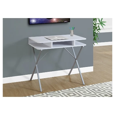 White Top Computer Desk - Silver Metal - EveryRoom 1 White Top Computer Desk - Silver Metal - EveryRoom