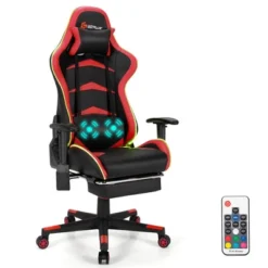 Costway Massage LED Gaming Chair Reclining Racing Chair W/Lumbar Support&Footrest RedBlue -Furniture Sale Store GUEST f5a42b95 ddbb 4efd b64c d31cba9ef25f