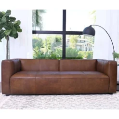 Alexander Top Grain Leather Sofa Brown - Abbyson Living