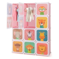 Costway 12-Cube Kids Wardrobe Baby Dresser Bedroom Armoire Clothes Hanging Closet With Door Blue/Pink 21 Costway 12-Cube Kids Wardrobe Baby Dresser Bedroom Armoire Clothes Hanging Closet With Door Blue/Pink -Furniture Sale Store GUEST f63dac2b c94a 4229 a358 c11774285f08