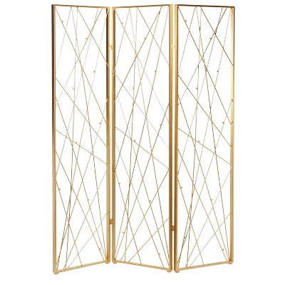 Glam Metal Geometric Room Divider Screen Gold - Olivia & May 1 Glam Metal Geometric Room Divider Screen Gold - Olivia & May