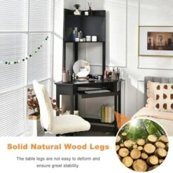 Costway Corner Computer Desk Triangle Study Desk W/ Hutch & Keyboard Tray -Furniture Sale Store GUEST f6b9e49e fb33 46ce 826d a4dacbd658b0