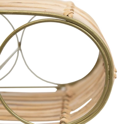 Wrapped Brass Metal & Rattan Wine Bottle Holder - Foreside Home & Garden 3 Wrapped Brass Metal & Rattan Wine Bottle Holder - Foreside Home & Garden - Image 3