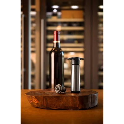 Vacu Vin Stainless Steel Wine Saver With 2 Stoppers Silver 1 Vacu Vin Stainless Steel Wine Saver With 2 Stoppers Silver
