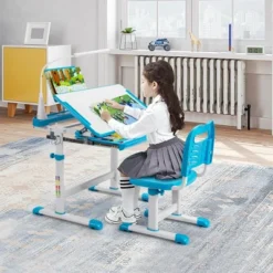 Costway Height Adjustable Kids Study Table And Chair Set W/Bookstand & Light Pink/Light Blue 13 Costway Height Adjustable Kids Study Table And Chair Set W/Bookstand & Light Pink/Light Blue -Furniture Sale Store GUEST f74f0988 49cc 4ed5 a956 160fecf08e2b
