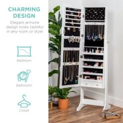 Best Choice Products 6-Tier Standing Mirror Lockable Storage Organizer Cabinet Armoire W/ Velvet Interior -Furniture Sale Store GUEST f818e215 067f 4a3a 8488 d36fe696f64c