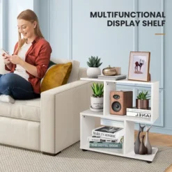 Costway 2 PCS 2-Tier Bookshelf S Shaped Bookcase Storage Rack Display Shelf W/ Foot Mats -Furniture Sale Store GUEST f86ffe70 621e 4a41 b8c6 fd5412476ddd