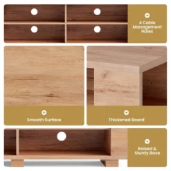 Costway 59'' Wood TV Stand Console Storage Entertainment Media Center With Shelf Natural -Furniture Sale Store GUEST f8d7803d 1d42 478c 9dba da5ee629eb50