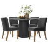 Dwen+North 5-Piece 46" Manufactured Black Grain And 18.5" Wide 4 Faux Leather Dining Chairs Modern Round Dining Table Set-The Pop Maison