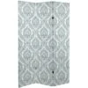 6" Double Sided Damask Canvas Room Divider Ivory - Oriental Furniture