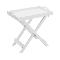 Hastings HomeFolding End Table With Wooden Stand And Removable Top Tray, White -Furniture Sale Store GUEST fa753924 f8a4 4614 ada0 1f642e11c029