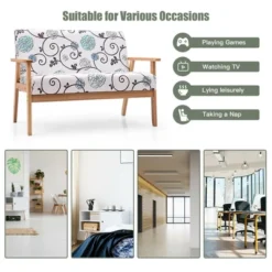 Costway Modern Fabric Loveseat Sofa Couch Upholstered 2-Seat Wood Armchair -Furniture Sale Store GUEST faf8af2d e2f2 4652 901d 5a6bf699adb7