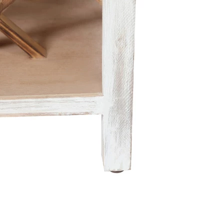 LuxenHome Distressed White And Gray Wood 1-Door Storage Wine Cabinet 4 LuxenHome Distressed White And Gray Wood 1-Door Storage Wine Cabinet - Image 4