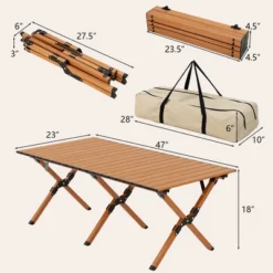 Costway Folding Aluminum Camping Table With Carry Bag Roll-Up Picnic Table With Wood Grain 16 Costway Folding Aluminum Camping Table With Carry Bag Roll-Up Picnic Table With Wood Grain -Furniture Sale Store GUEST fb92db5e 8121 4804 b2d3 7dfc0b87c9fb