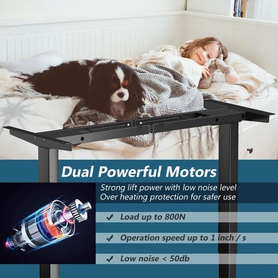 Costway Electric Adjustable Standing Up Desk Frame Dual Motor W/Controller WhiteBlackGrey 7 Costway Electric Adjustable Standing Up Desk Frame Dual Motor W/Controller WhiteBlackGrey - Image 7