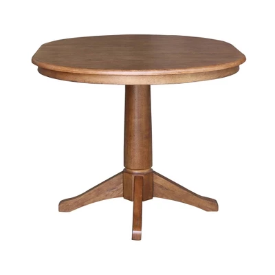 Lillian Round Top Pedestal Table With 12" Drop Leaf Distressed Oak - International Concepts 5 Lillian Round Top Pedestal Table With 12" Drop Leaf Distressed Oak - International Concepts - Image 5