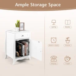 Costway 2PCS Nightstand With Drawer Cabinet Curved Legs Sofa Side End Accent Table White 12 Costway 2PCS Nightstand With Drawer Cabinet Curved Legs Sofa Side End Accent Table White -Furniture Sale Store GUEST fbd4dcf2 3d69 4e65 afcc 0b1956ad1e55