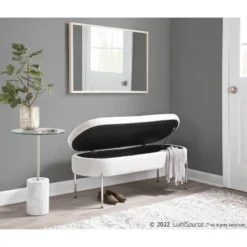 48" Chloe PU Leather/Metal Storage Bench Chrome/White - LumiSource -Furniture Sale Store GUEST fbfa10d0 1450 4d3c 8b22 6915e22e84c1