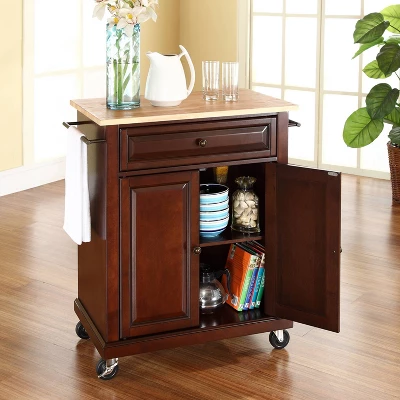 Compact Wood Top Kitchen Cart - Crosley 2 Compact Wood Top Kitchen Cart - Crosley - Image 2