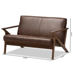 Bianca Mid-Modern Walnut Wood Distressed Faux Leather 2 Seater Loveseat Dark Brown - Baxton Studio -Furniture Sale Store GUEST fcc4598f e0d0 4d14 aad7 74a0c9f1f84d