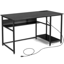 Costway 55'' Computer Desk Home Office PC Workstation W/ Power Outlets & USB Ports Rustic / Black -Furniture Sale Store GUEST fcce699f b42c 43da b5f4 b60d5b6b61be