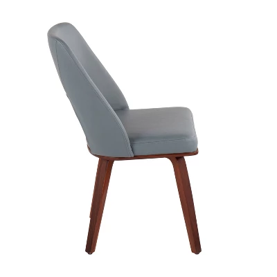 Set Of 2 Triad Bamboo/Faux Leather Upholstered Dining Chairs Walnut/Gray - LumiSource 2 Set Of 2 Triad Bamboo/Faux Leather Upholstered Dining Chairs Walnut/Gray - LumiSource - Image 2