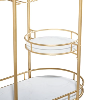 Contemporary Iron Bar Cart Gold - Olivia & May 5 Contemporary Iron Bar Cart Gold - Olivia & May - Image 5