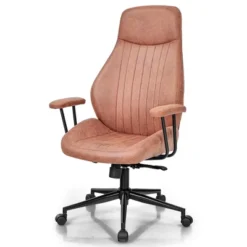 Costway High Back Office Chair Reclining Task Chair Suede Fabric BrownRed -Furniture Sale Store GUEST fd7a38fa eee5 4229 8bc0 a21c2cb8e032