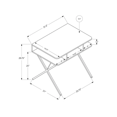 White Top Computer Desk - Silver Metal - EveryRoom 3 White Top Computer Desk - Silver Metal - EveryRoom - Image 3