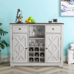 47" Wood Bar Cabinet With Brushed Nickel Knobs White - Home Essentials -Furniture Sale Store GUEST fe9f63e3 f156 4413 9eed a7faf97b6030