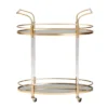 Nakano Metal And Glass 2 Tier Wine Cart Gold/Mirror - Baxton Studio
